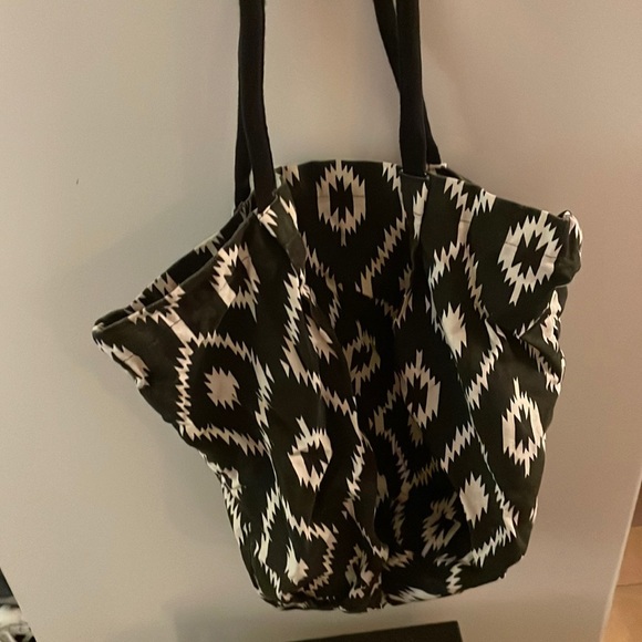 Black and White Boho Hobo Bag - Picture 1 of 4